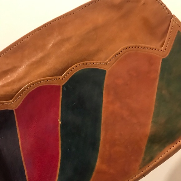VINTAGE genuine painted leather clutch - Picture 3 of 3